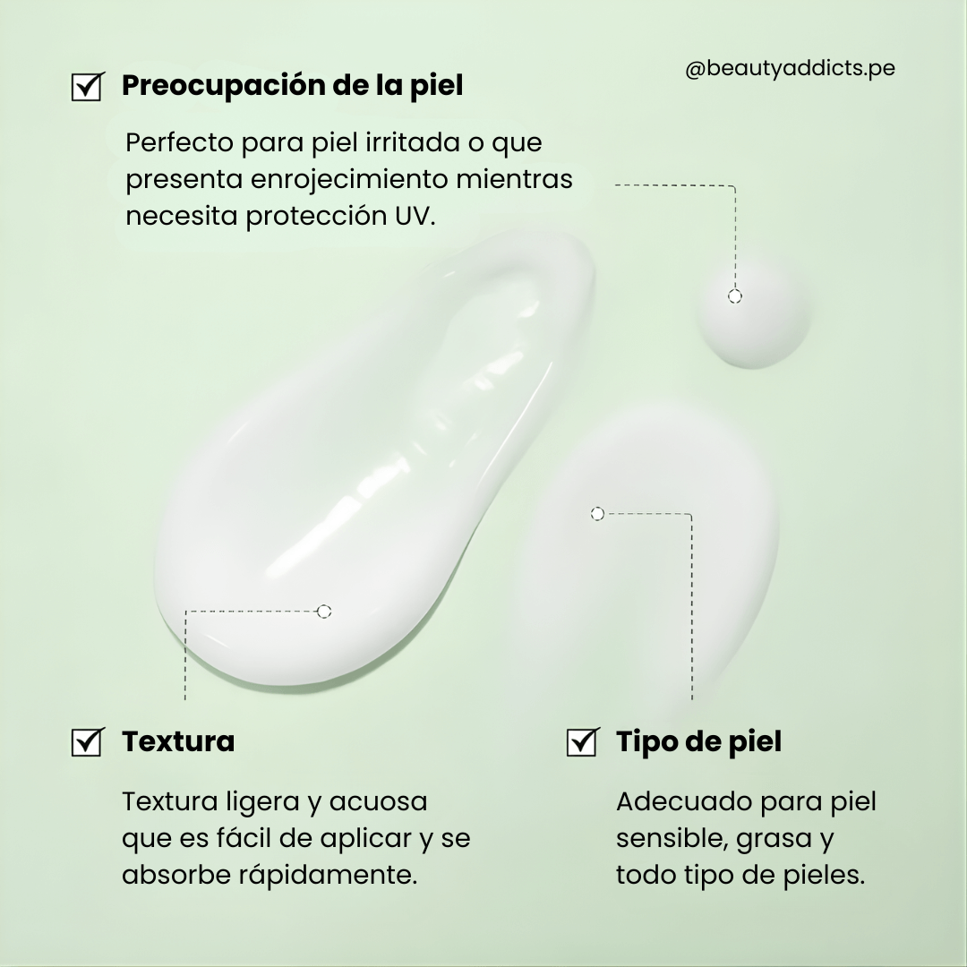 Green Tea Fresh Sunscreen de Dr. Althea que ayuda a la piel enrojecida mientras protege de los rayos uv.