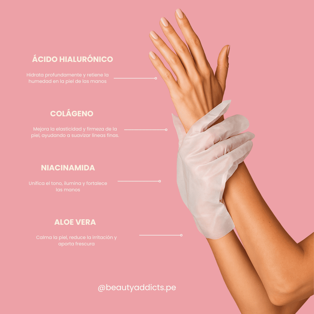Mascarilla de manos formulada con ingredientes clave para una hidratación y regeneración profunda de By Silk.