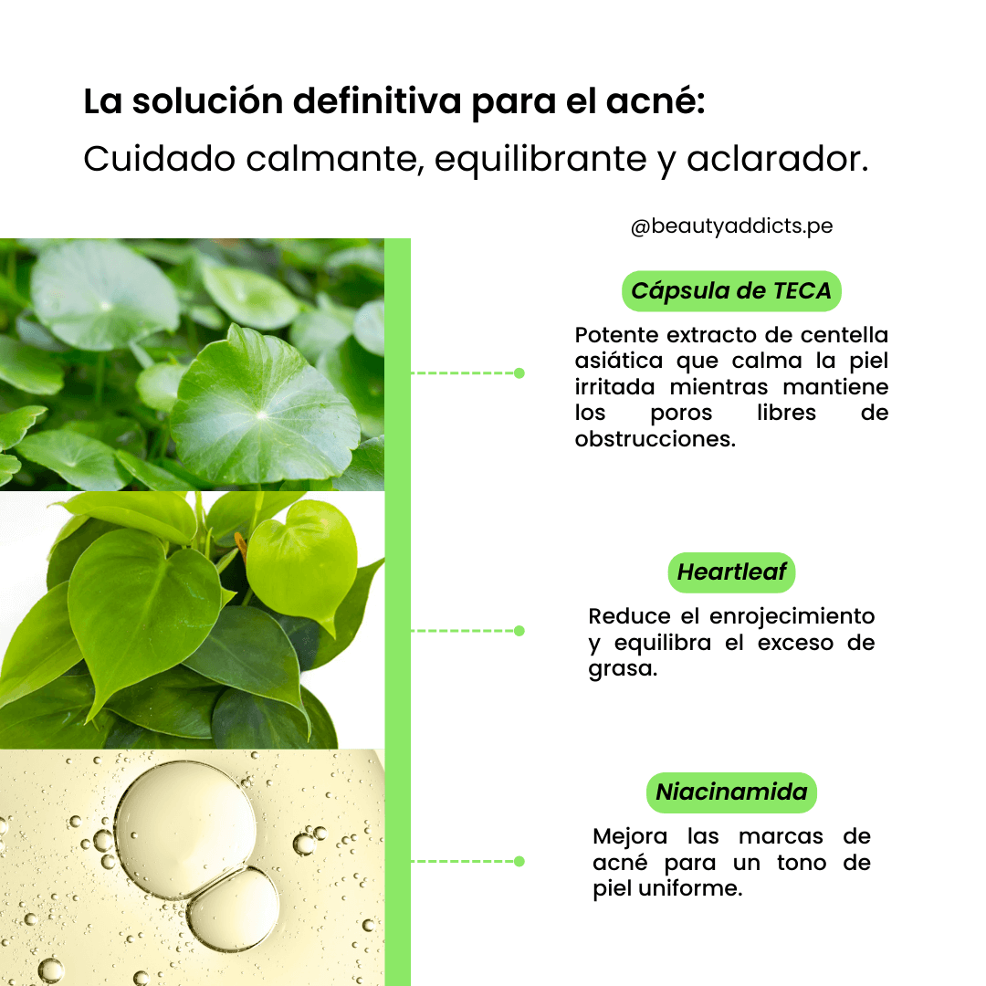 Abib Heartleaf TECA Capsule Serum Calming Drop reduce el exceso de sebo y el brillo visible.