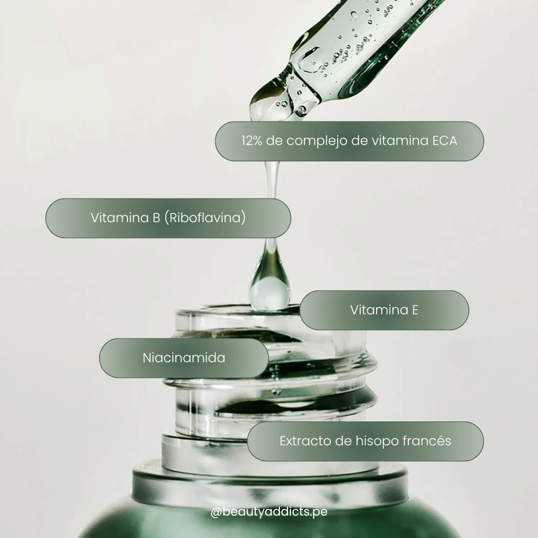Arencia Holy Hyssop Serum 12, con hisopo y niacinamida que hidrata y redensifica la piel.