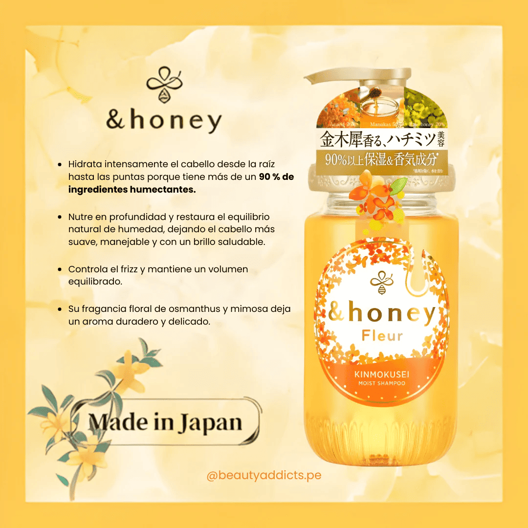 &honey Fleur Kinmokusei shampoo aroma floral de osmanto y mimosa
