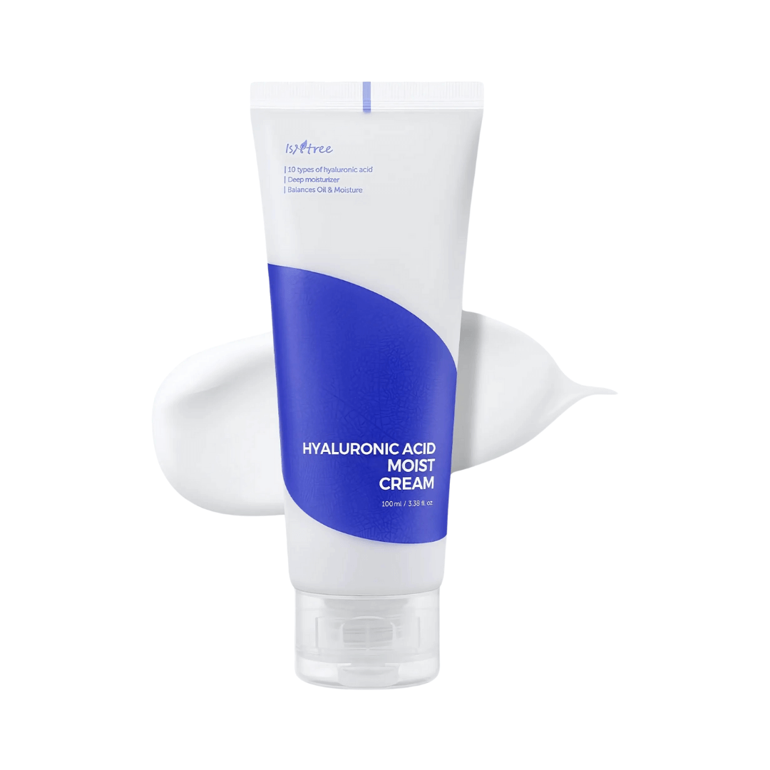 Crema hidratante con ácido hialurónico de Isntree que proporciona hidratación profunda y duradera.