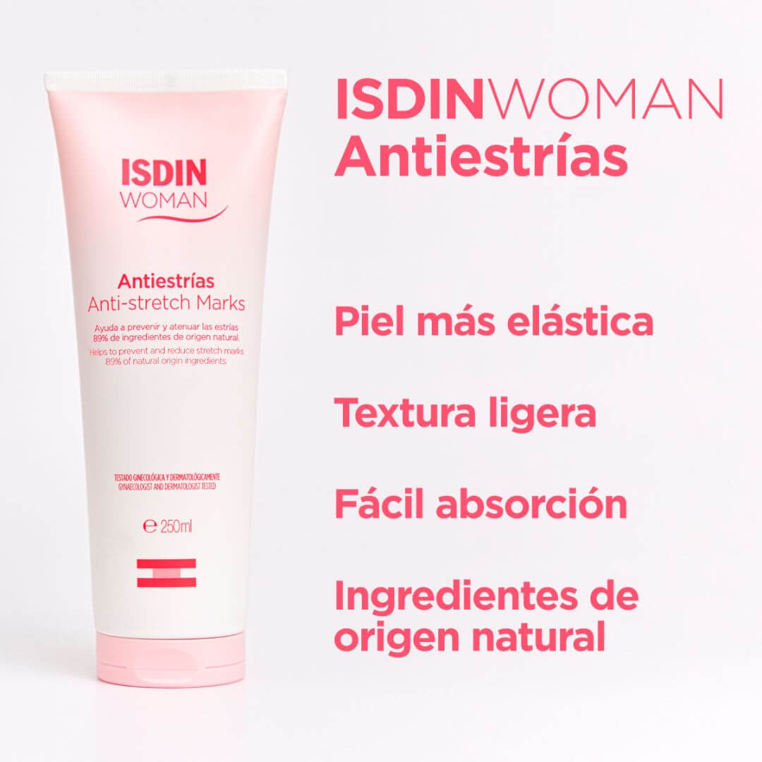 ISDIN Woman Antiestrías nutre la piel seca y mejora su flexibilidad.
