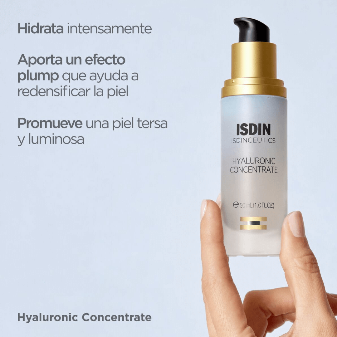 Hyaluronic Concentrate ISDIN promueve una piel tersa y luminosa.