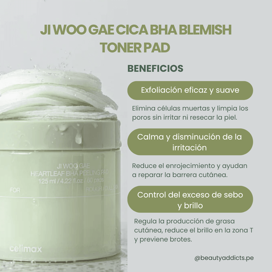 Celimax Blemish Toner Pad con salicílico controla brillos y textura áspera mientras cuida la barrera.