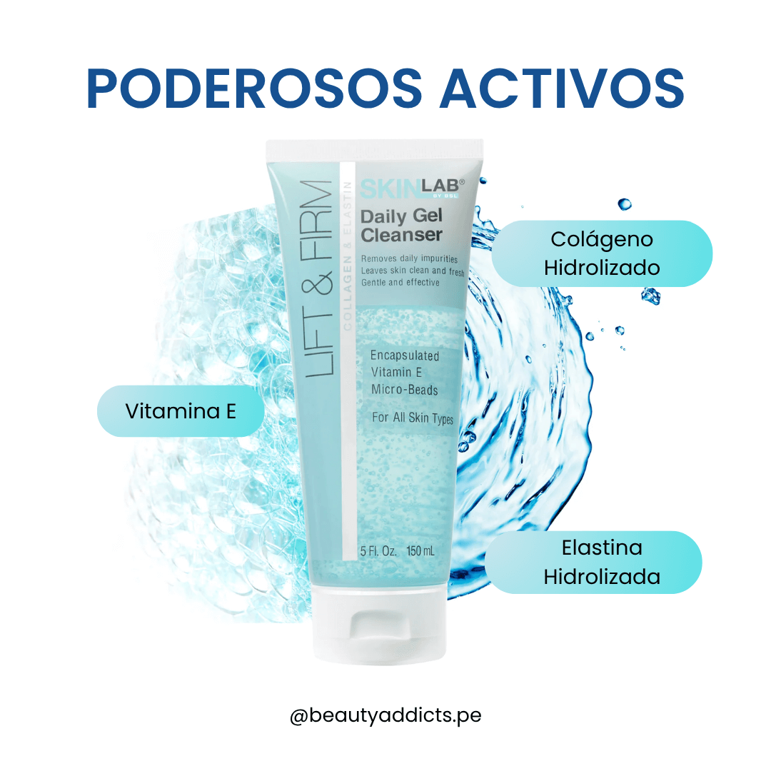 Daily Gel Cleanser  es un limpiador facial con vitamina E y péptidos para una piel más firme y luminosa.