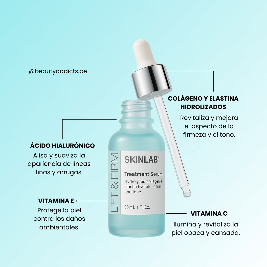 Lift Firm Serum Facial de SkinLab con péptidos y vitamina E para piel joven y cuidada.
