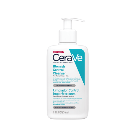 CeraVe Limpiador Control Imperfecciones con ácido salicílico que controla el exceso de sebo y puntos negros.
