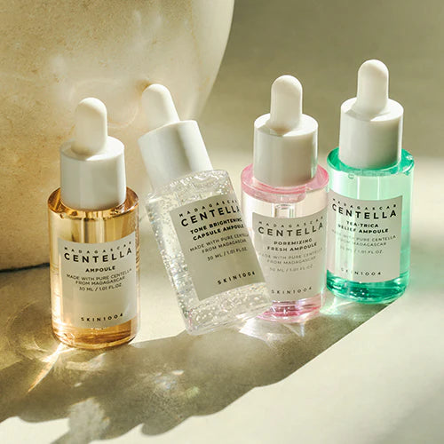Set Centella Ampoule SKIN1004 con minis que calman y refrescan la piel al instante.