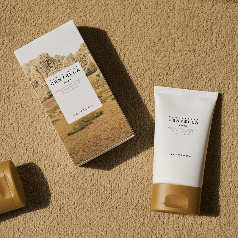 Madagascar Centella Cream SKIN1004 que reduce calor facial y aporta confort inmediato.