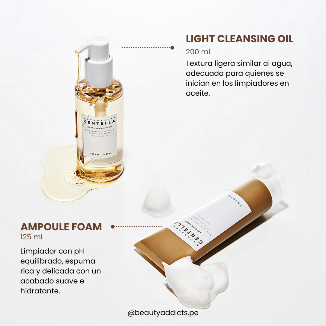 Madagascar Centella Double Cleansing Duo que fortalece la barrera y reduce la inflamación durante la limpieza.