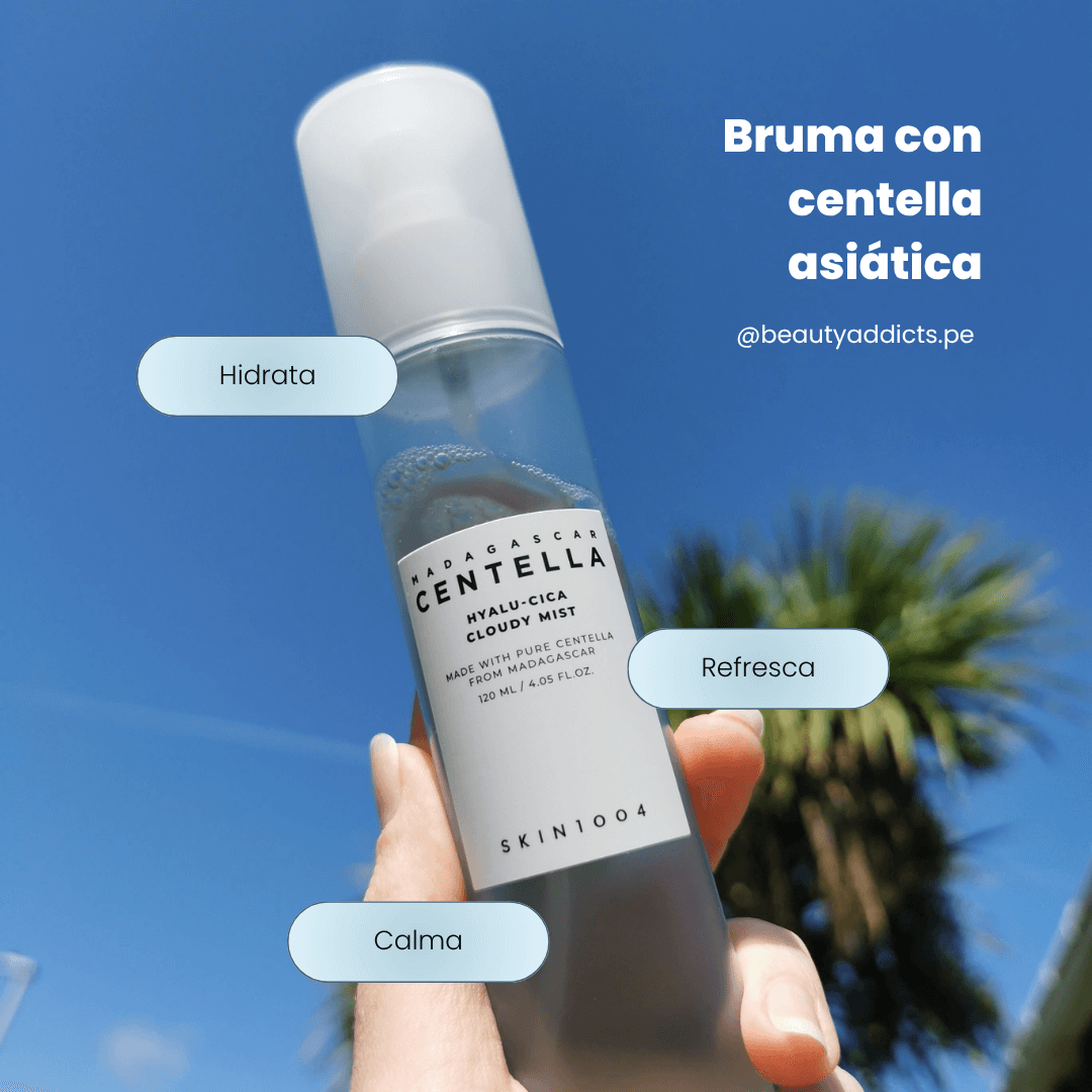 Hyalu-Cica Cloudy Mist que hidrata, calma y refresca con textura ligera en bruma.