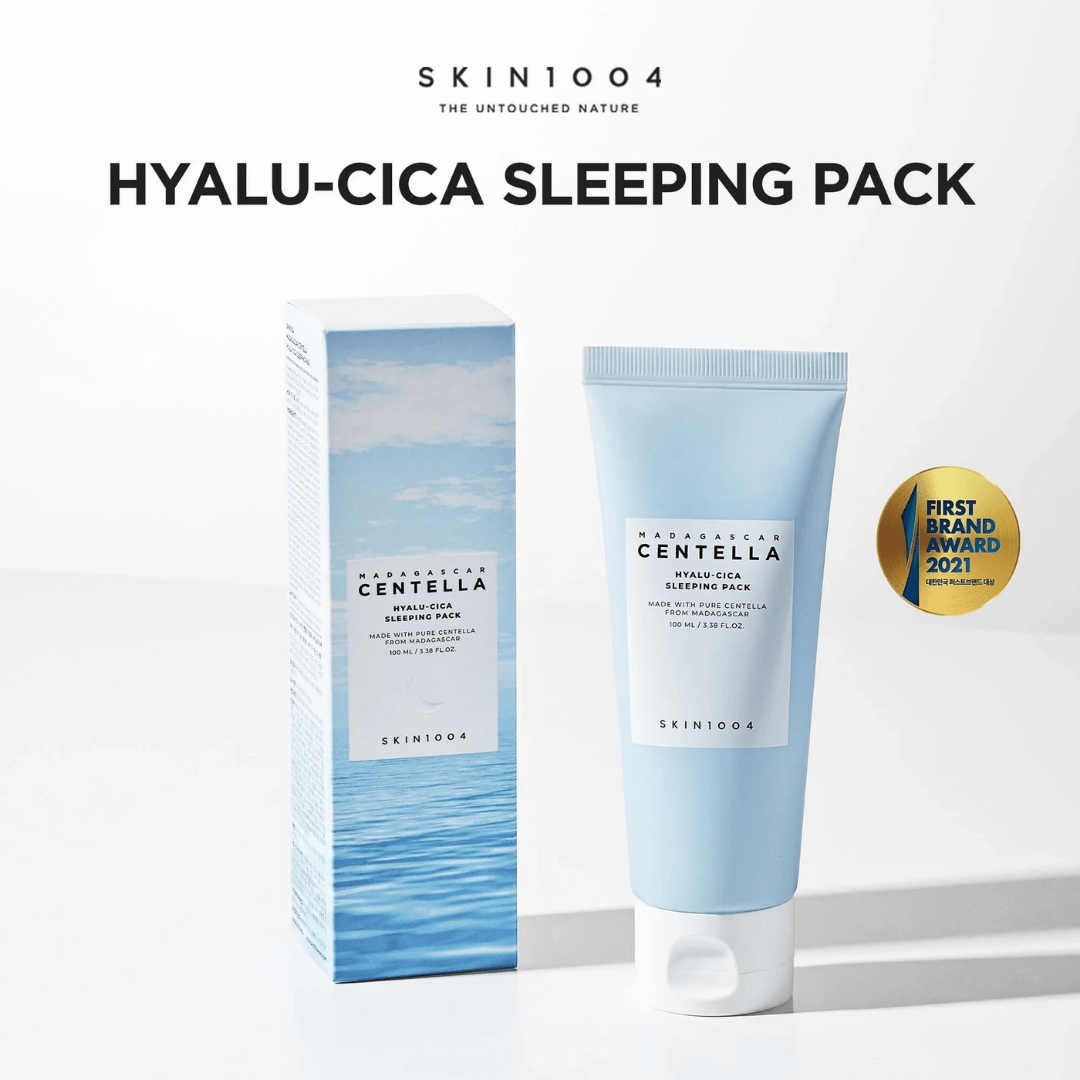 Skin 1004 Hyalu Cica Sleeping Pack con ceramidas que repara intensamente la piel durante la noche.