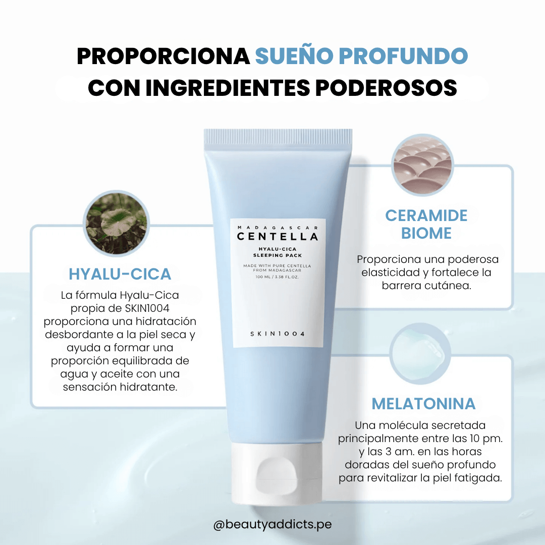 Mascarilla calmante Hyalu-cica Sleeping pack, con bioma de ceramidas, hyalu cica y melatonina.