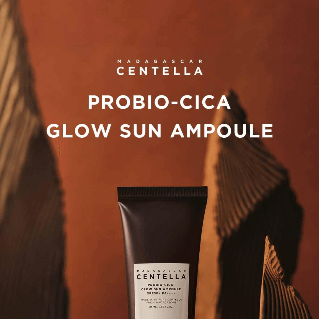 Skin 1004 Madagascar Centella Probio Cica Glow Sun Ampoule de textura ligera que no deja residuo blanco.