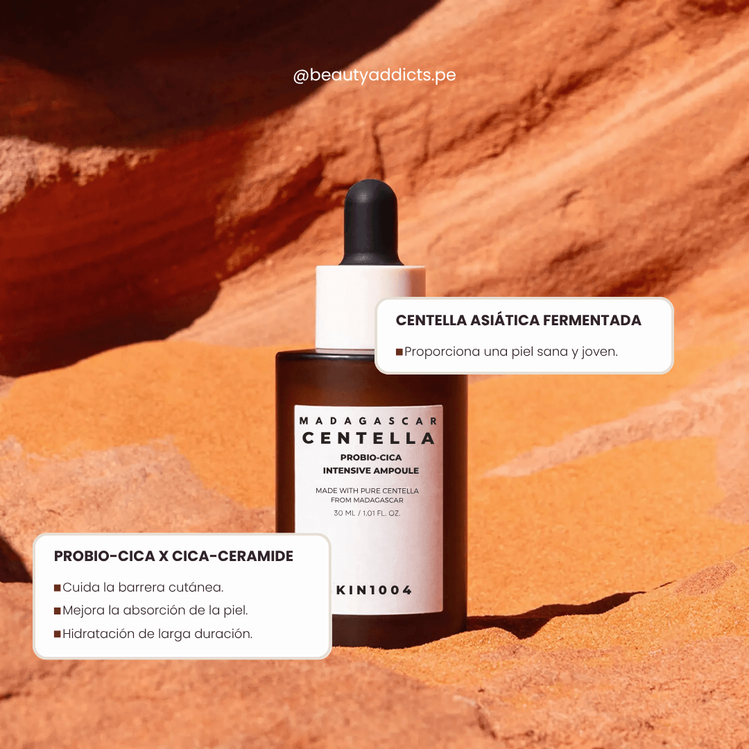 Serum de Skin 1004 Madagascar Centella Probio-Cica con centella, TECA y probióticos que aportan firmeza y luminosidad.