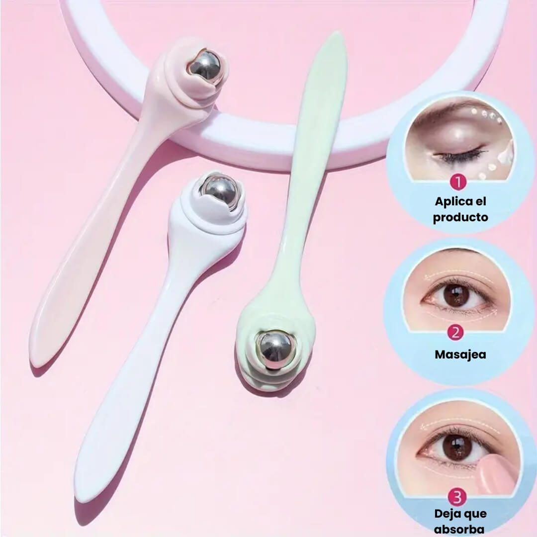 Masajeador portátil ideal para revitalizar el contorno de ojos y reducir signos de fatiga.