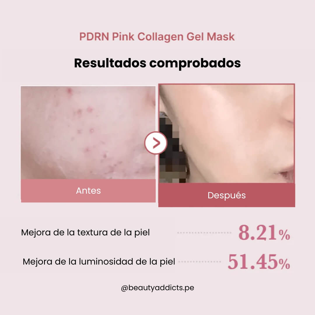 Mascarilla facial de gel con PDRN y colágeno, ideal para restaurar la luminosidad y elasticidad de la piel.