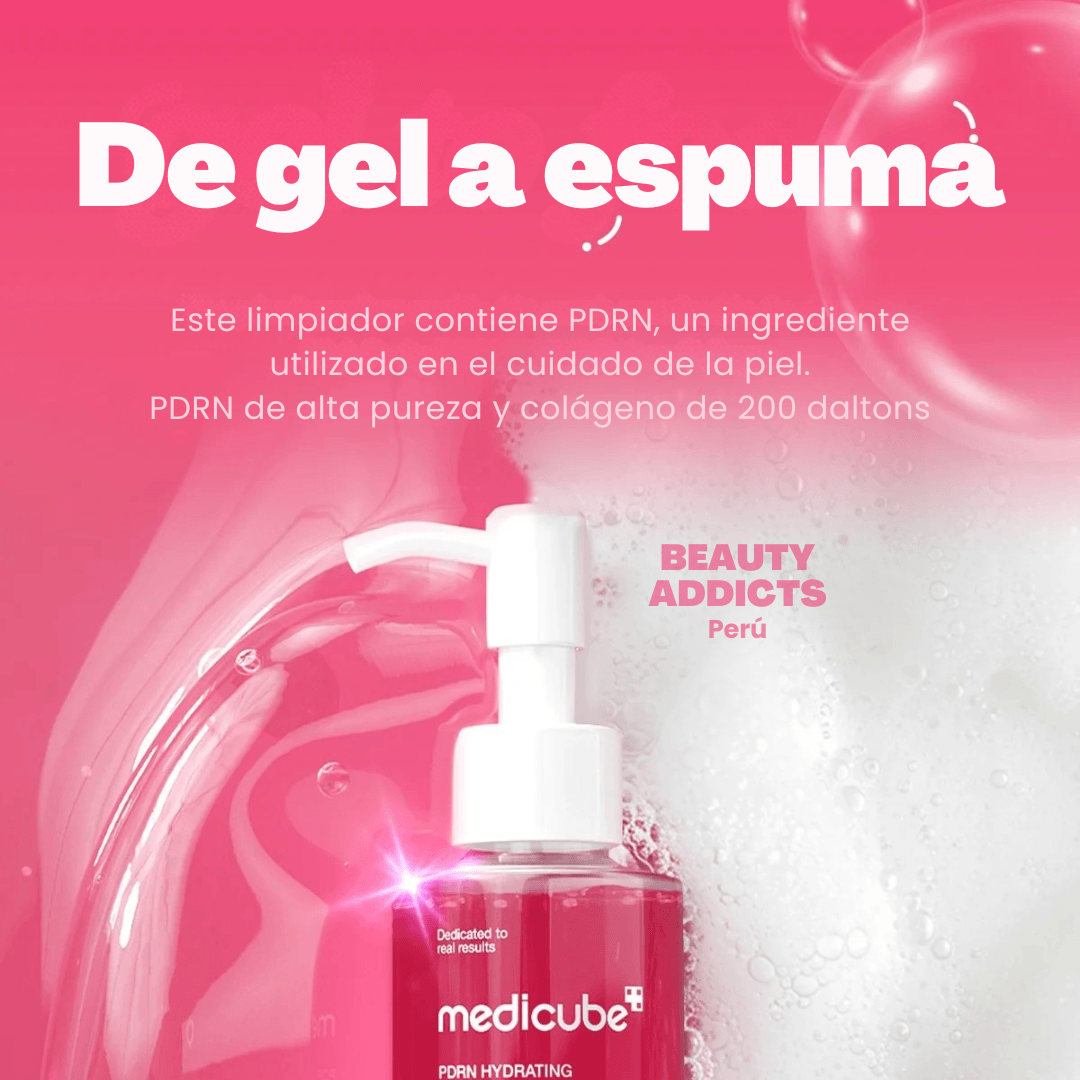 Medicube PDRN Hydrating Gel Cleanser para una piel limpia, hidratada, suave y preparada para los siguientes pasos de la rutina facial.