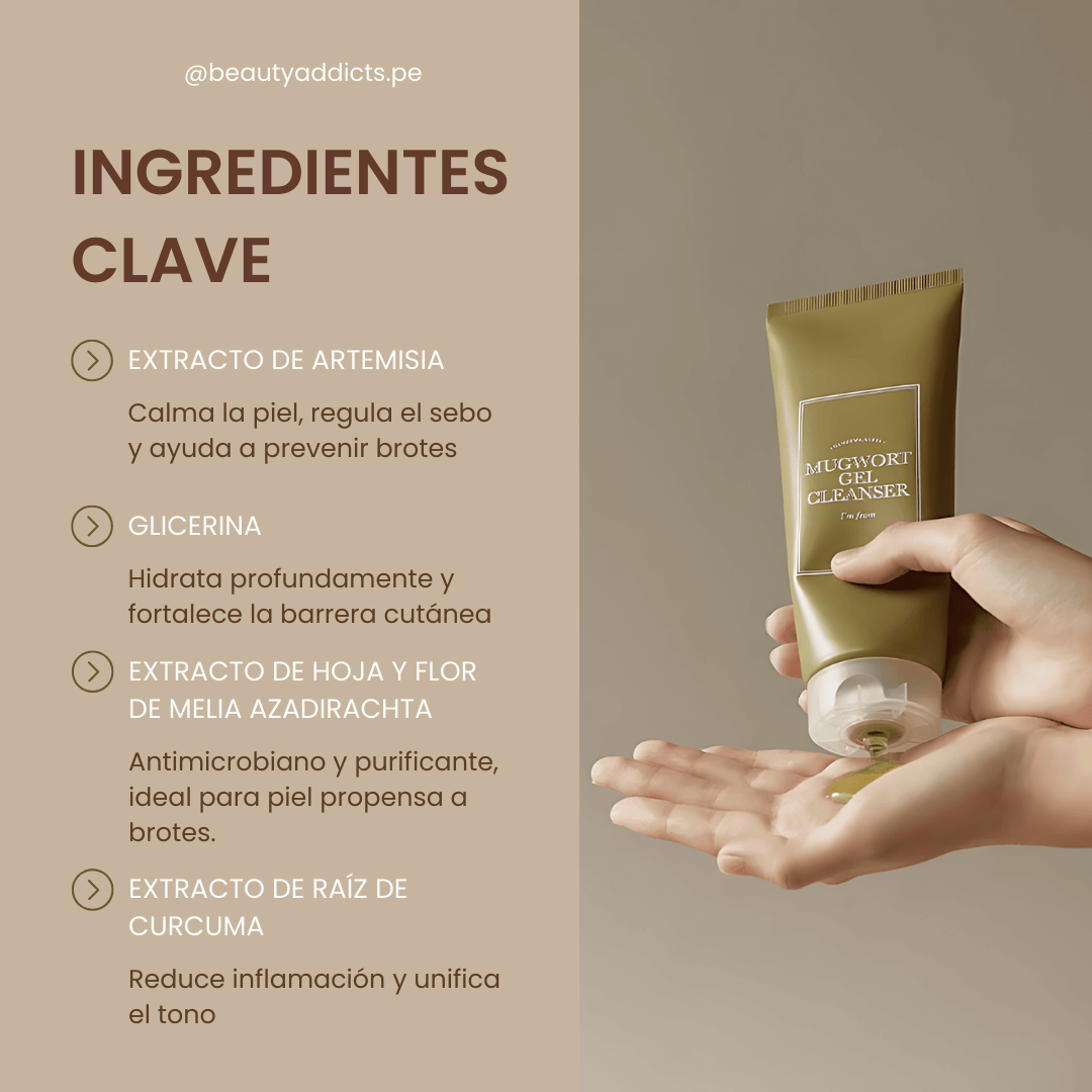 Mugwort Gel Cleanser I’m From elimina impurezas y deja la piel fresca y equilibrada.