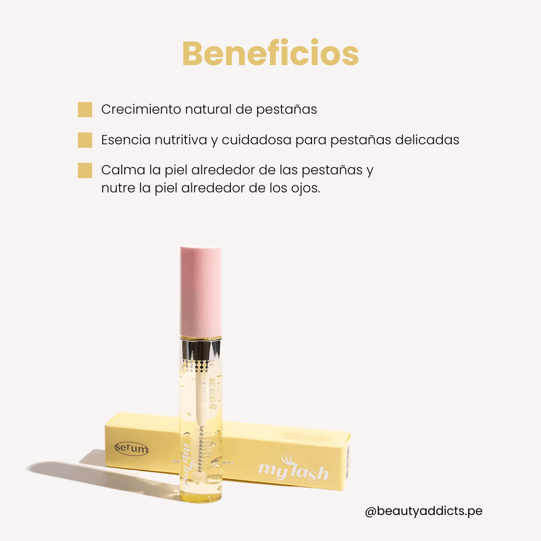 My lash Serum ligero para pestañas debilitadas, con ingredientes que estimulan el folículo.