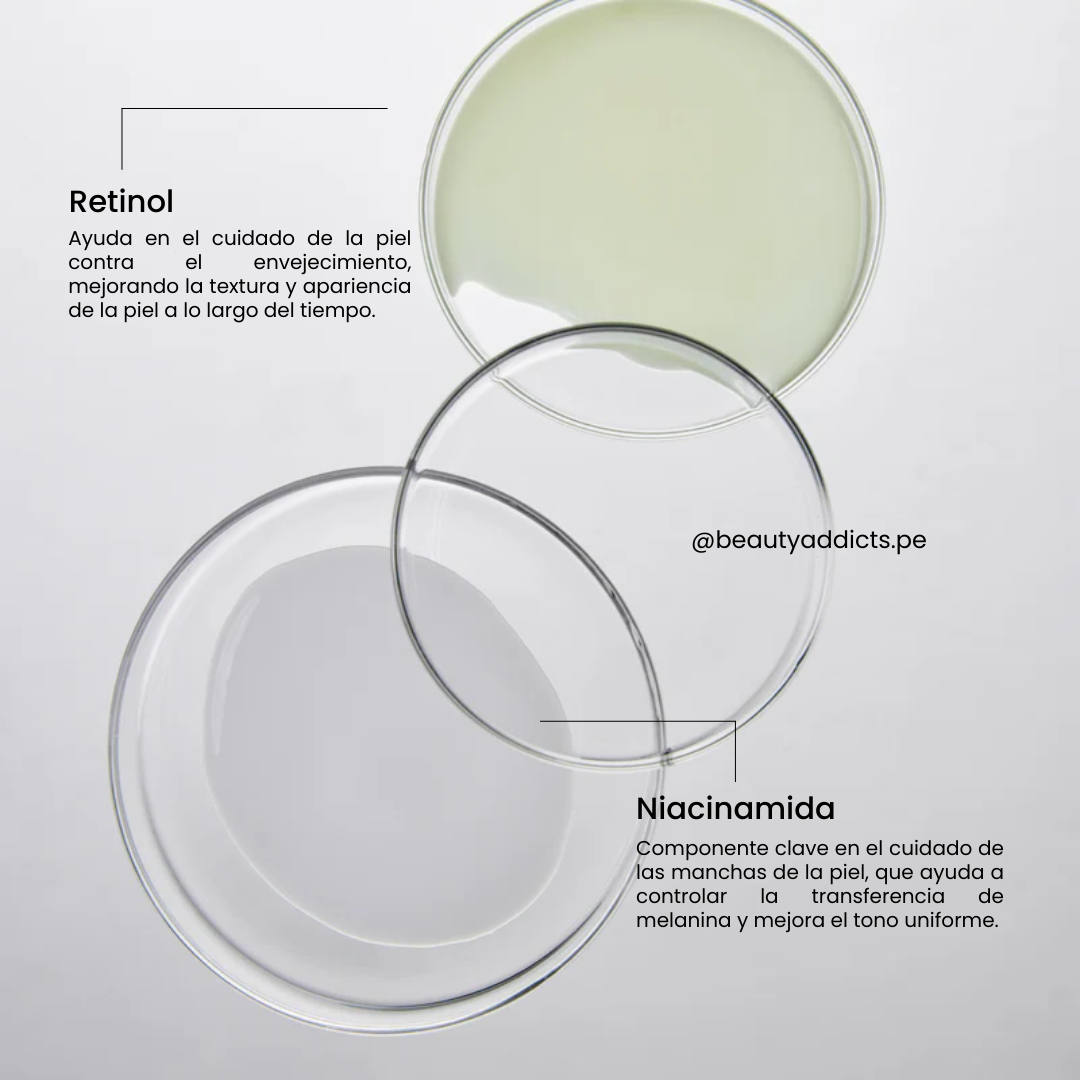Sérum nocturno para tratar signos de envejecimiento y manchas oscuras.