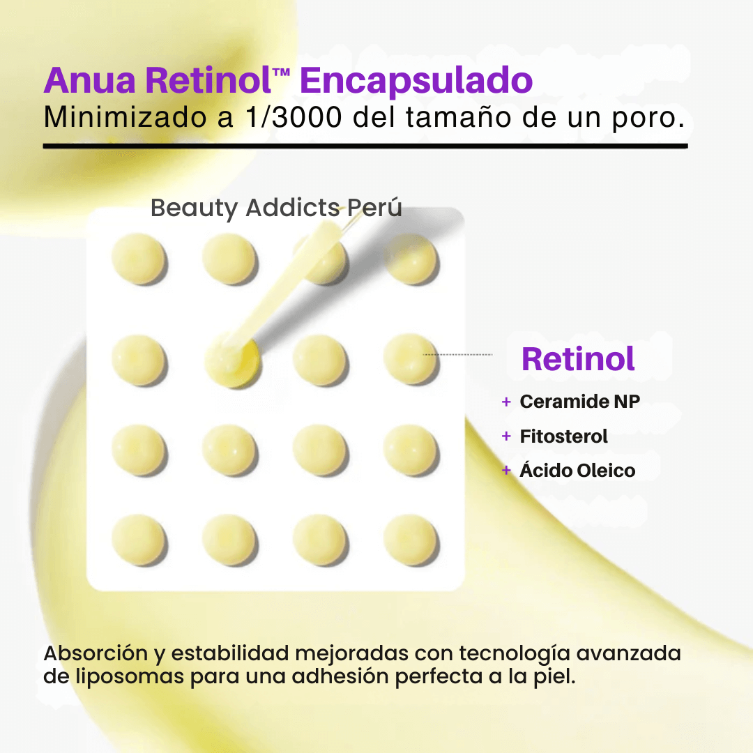 Sérum antiedad de Anua con retinol y niacinamida para piel con líneas finas y tono desigual.