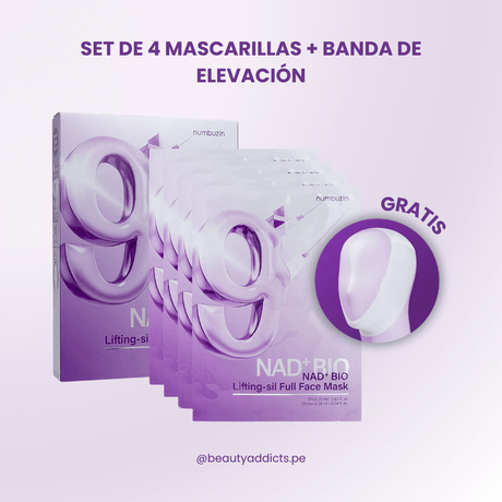 Mascarilla lifting coreana con NAD para reafirmar el rostro y gratis banda de elevación. NAD bio lifting full cover face mask de Numbuzin