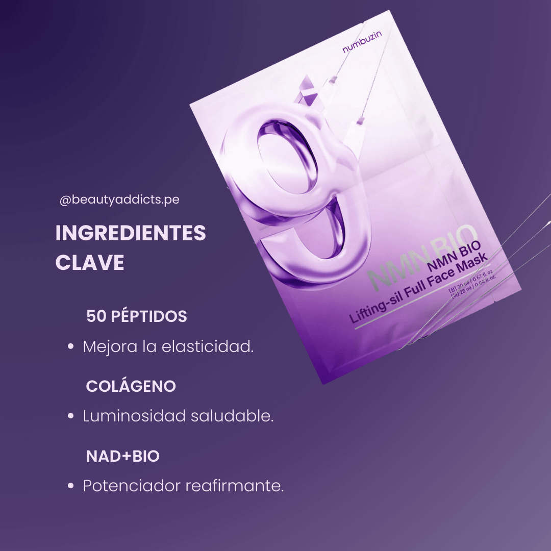 Mascarilla efecto lifting para eventos especiales de NAD bio lifting full cover face mask.
