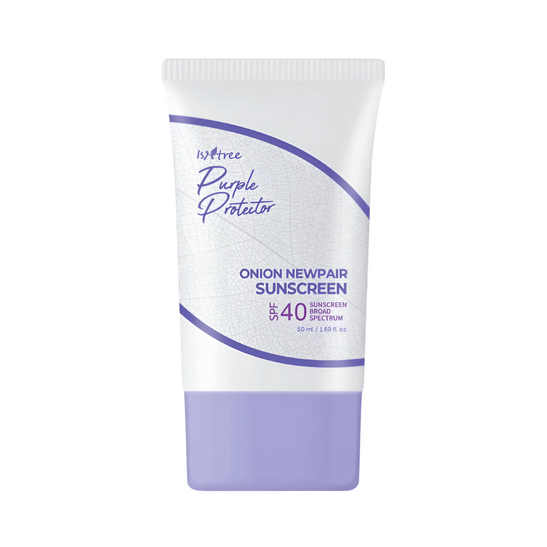Onion Newpair Sunscreen de Isntree, protege del sol y calma la piel con extracto de cebolla morada.