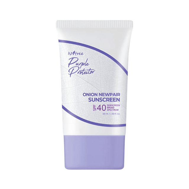 Onion Newpair Sunscreen de Isntree, protege del sol y calma la piel con extracto de cebolla morada.