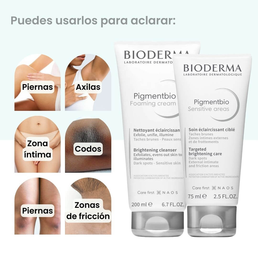 Pack Manchas Corporales Pigmentbio Bioderma aclara la piel y reduce manchas oscuras corporales.