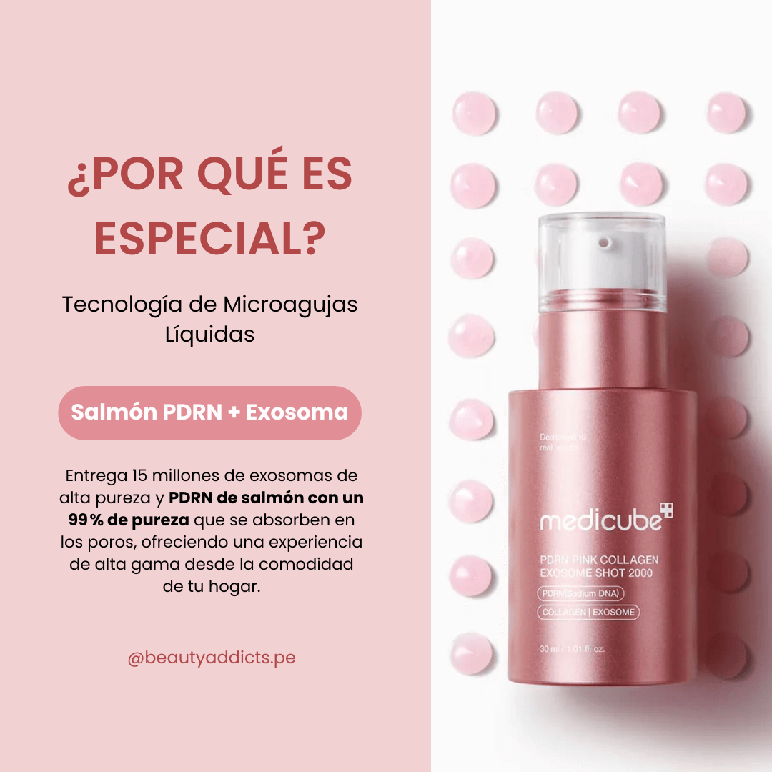 PDRN Pink Exosome Shot Serum 2000 con tecnología de microagujas líquidas con PDRN de 99% pureza.