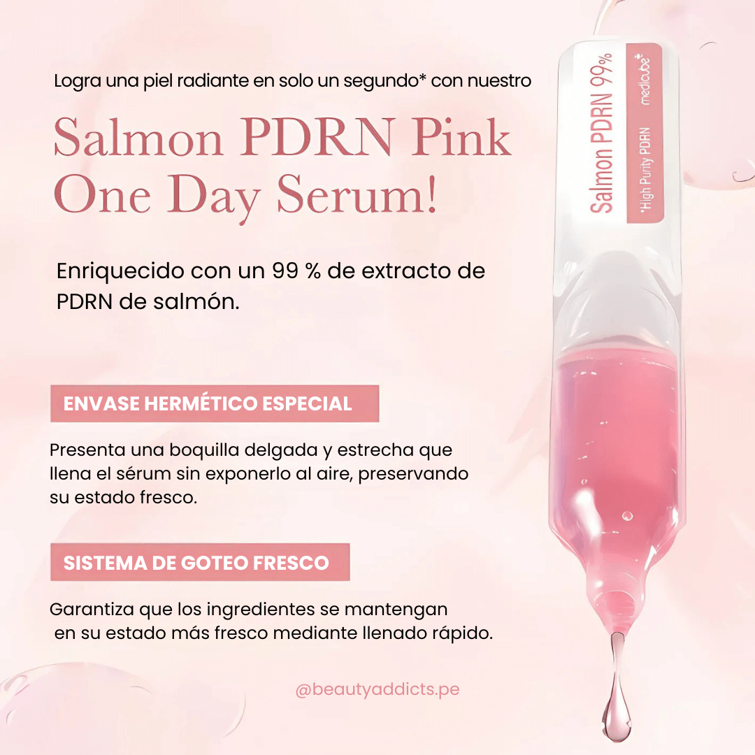 Medicube PDRN Pink One Day Serum, garantiza que los ingredientes se mantengan frescos y de mayor potencia.