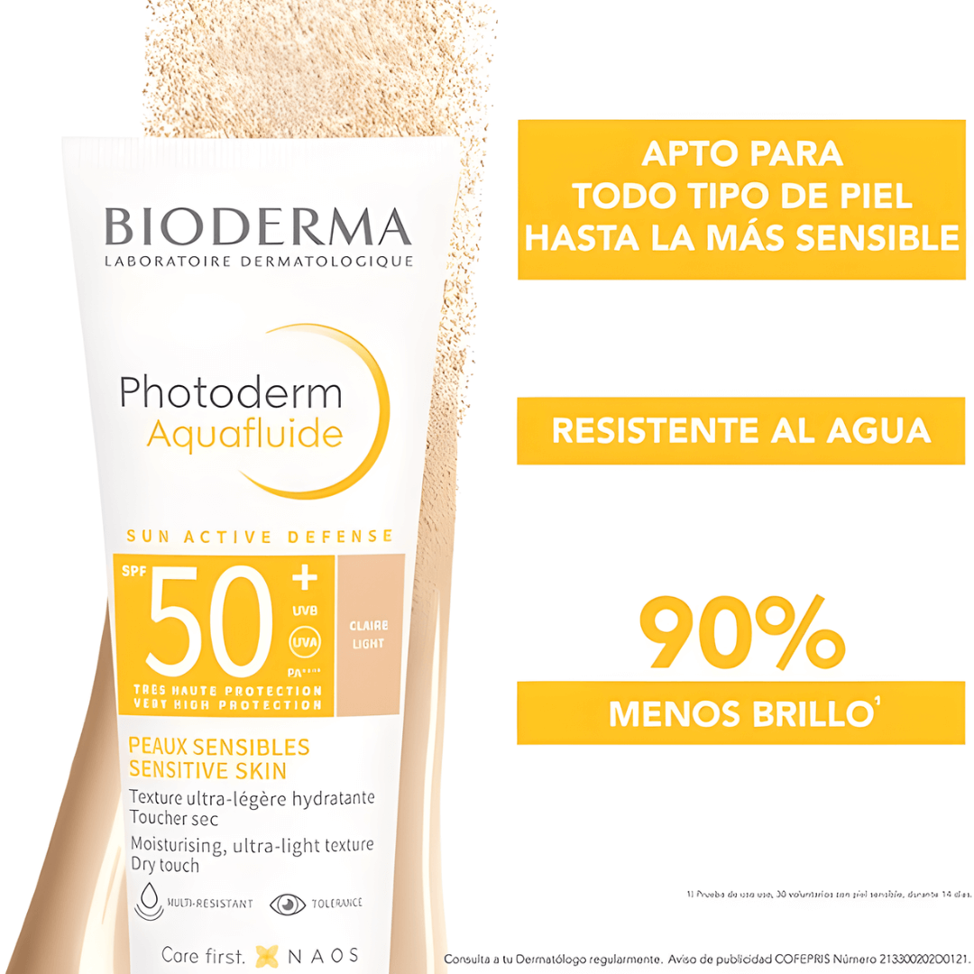 Photoderm Aquafluide SPF 50+ Bioderma combina ligereza y protección intensa para uso diario.