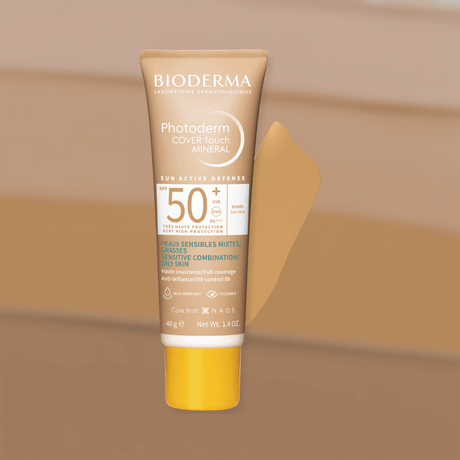 Bioderma Photoderm Cover Touch Mineral tono Dorée Golden, alta cobertura con textura ligera.