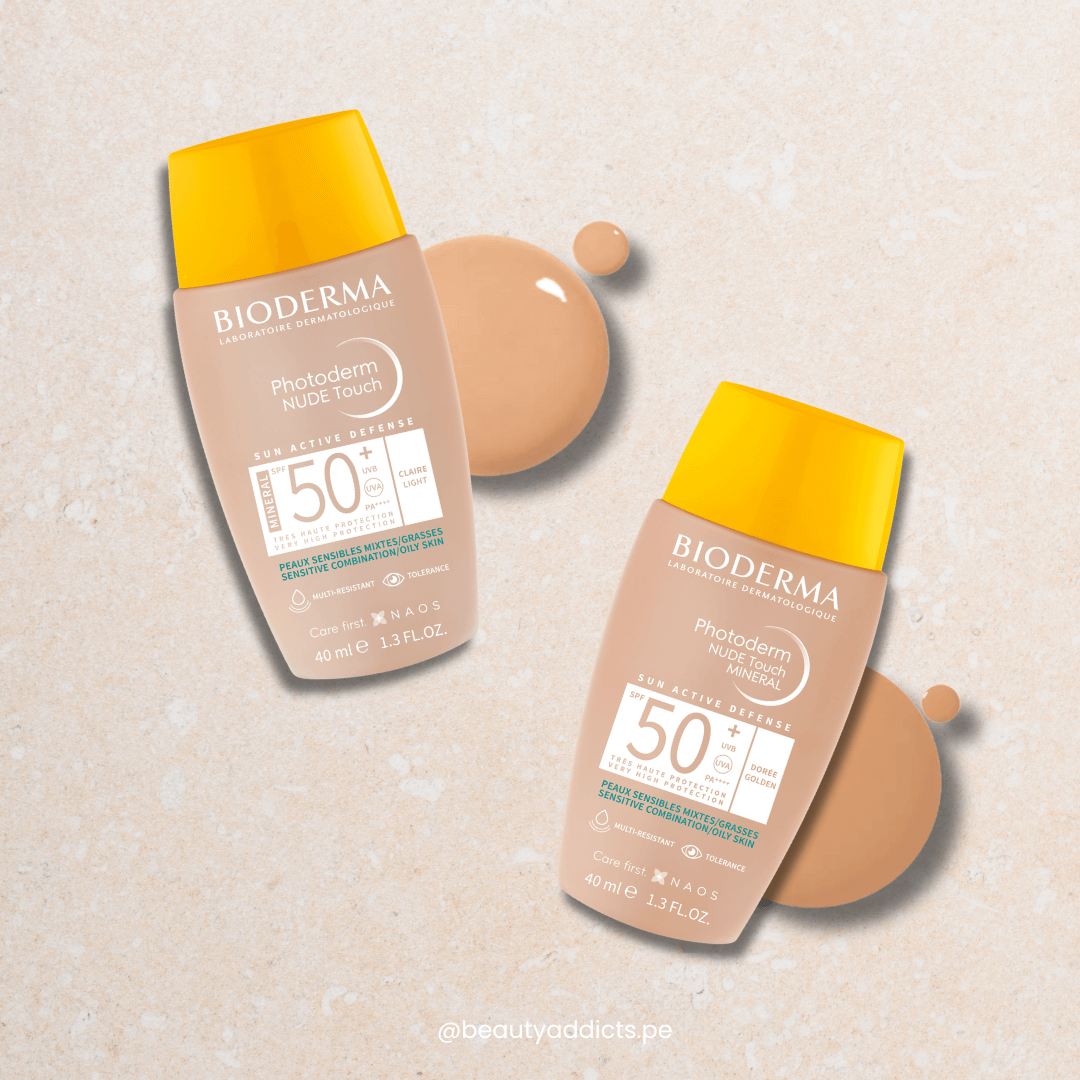 Bioderma Photoderm Nude Touch con fórmula no comedogénica que protege y perfecciona la piel sensible.