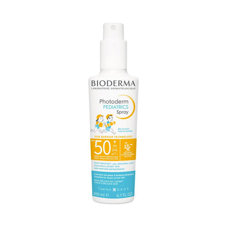 Photoderm Pediatrics Spray Bioderma protege del sol la piel delicada de los niños con textura ligera.