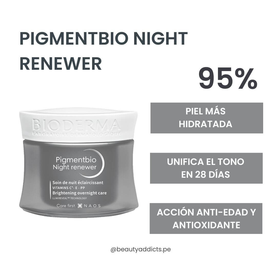Pigmentbio Night Renewer Bioderma reduce manchas oscuras y mejora la textura cutánea.