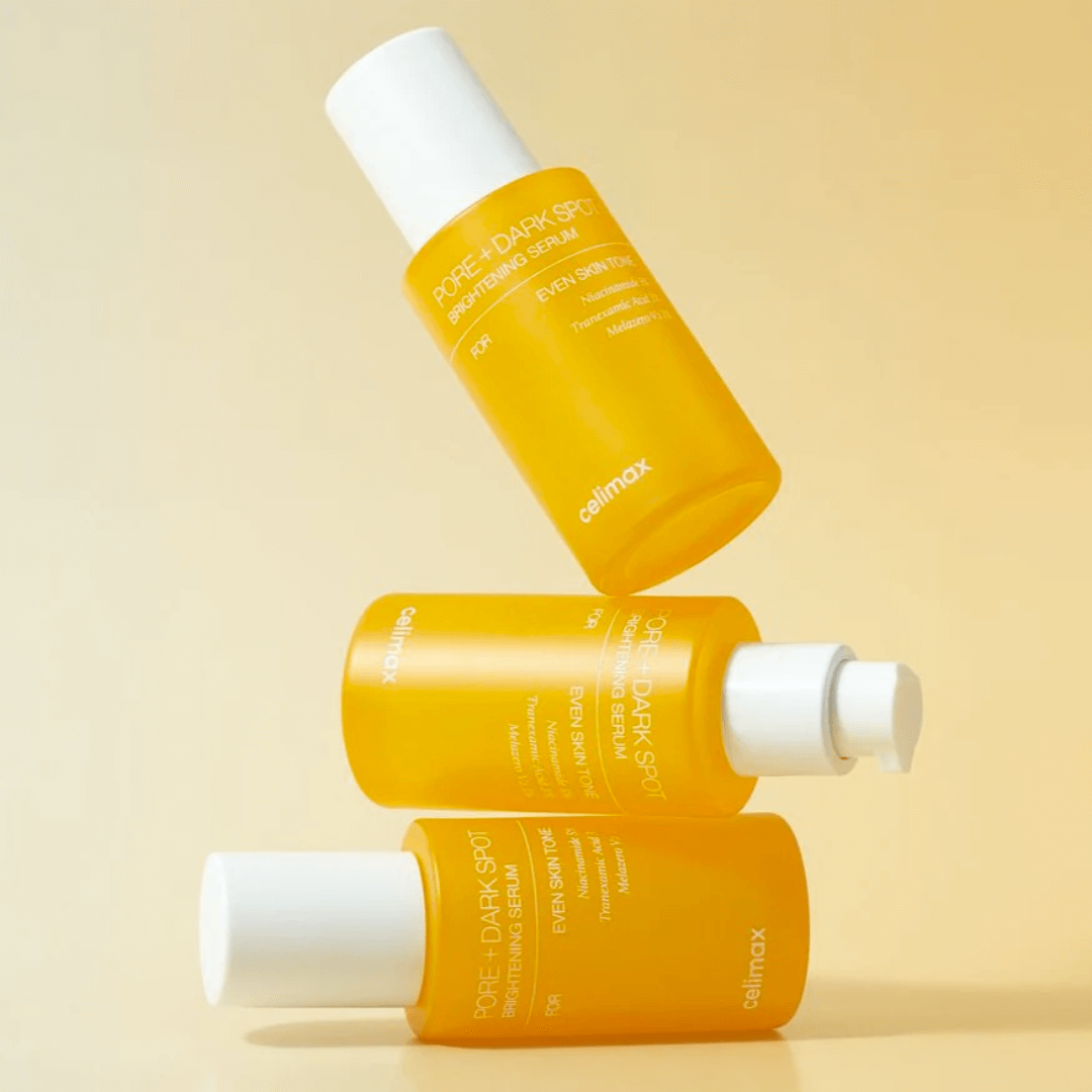 Celimax Pore + Dark Spot Brightening Serum reduciendo manchas oscuras.