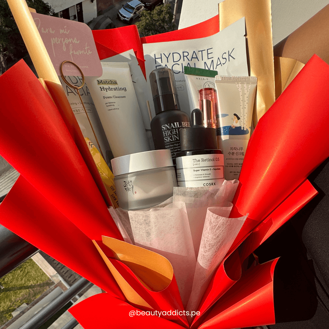 Ramo perfecto lleno de productos de skincare.