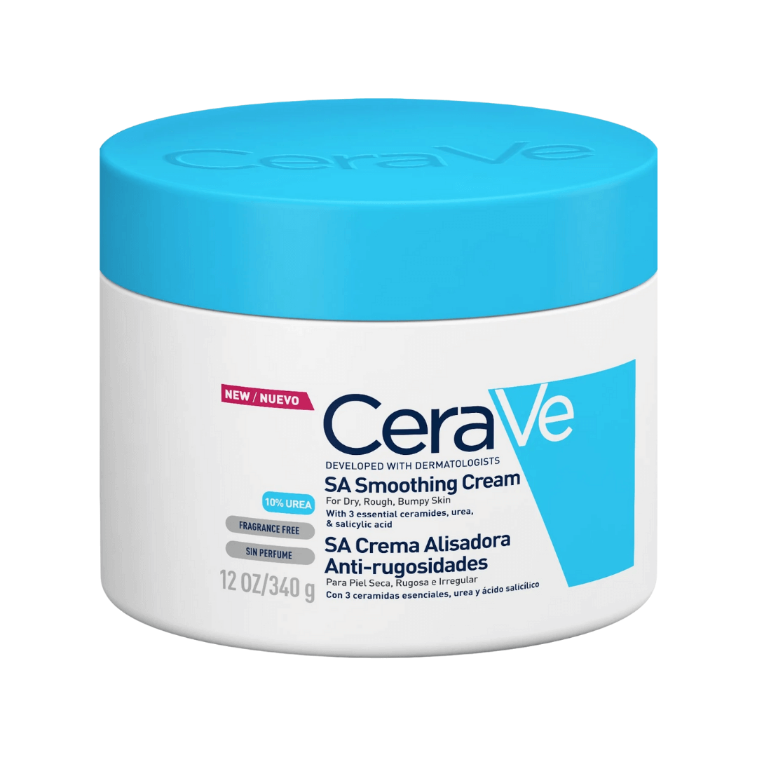 CeraVe SA Crema Alisadora Anti-rugosidades con ácido salicílico que suaviza la piel áspera y rugosa.