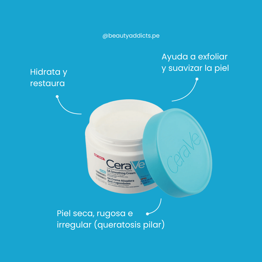 CeraVe SA Crema Alisadora Anti-rugosidades con ácido hialurónico que hidrata intensamente y repara la barrera cutánea.