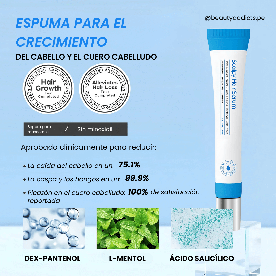 Scalpy Hair Serum de Seapuri nutre las raíces con extractos marinos revitalizantes.