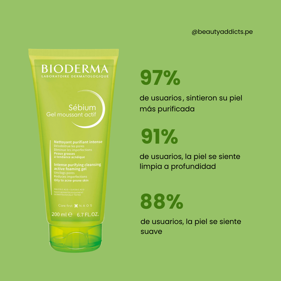 Sébium Gel Moussant Actif Bioderma purifica poros y reduce puntos negros visibles.
