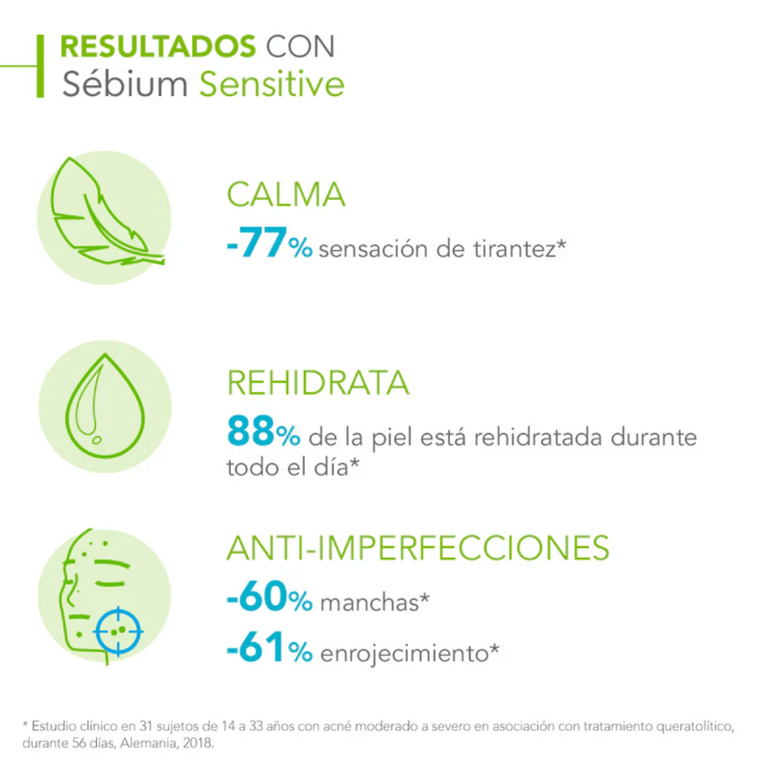 Sébium Sensitive Bioderma textura ligera que suaviza y aporta confort diario.