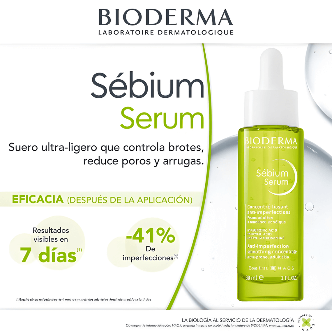 Sébium Serum Suero Imperfecciones Bioderma ayuda a prevenir brotes y aporta textura lisa.