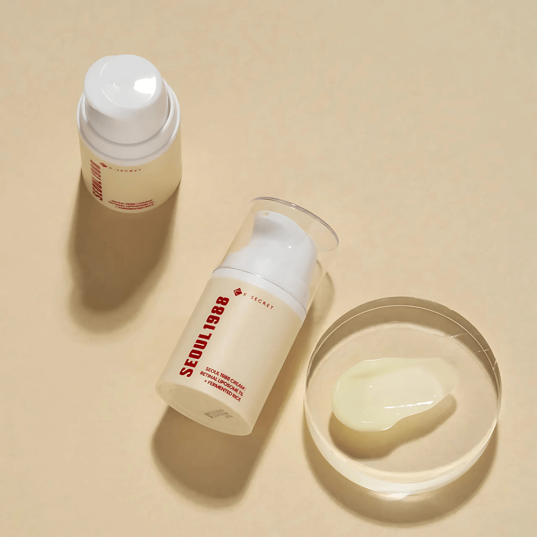 Crema con 1% de retinal liposomado de Seoul 1988 que hidrata, reafirma y renueva la piel sin causar irritación.