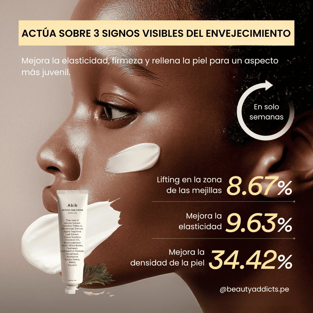 Crema facial nutritiva Abib con Rosa de Jericó y colágeno que mejora la elasticidad y firmeza sin dejar sensación grasa