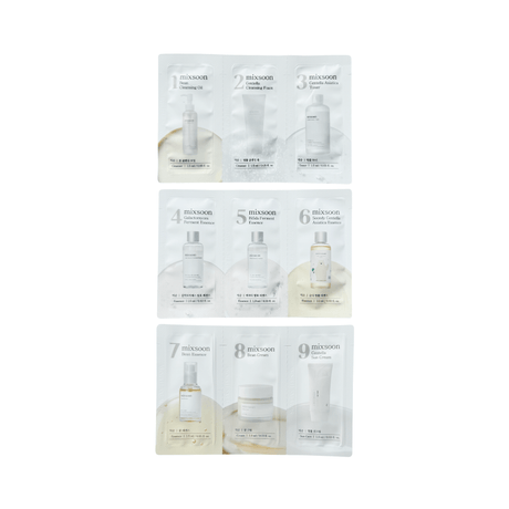 Set de prueba 9 pasos de Mixsoon perfecta para iniciar tu primera rutina de skincare coreano.